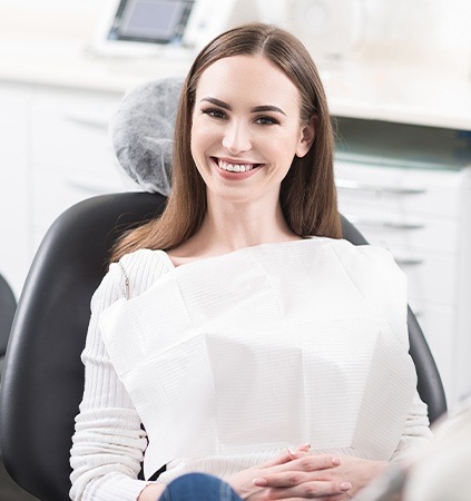 Woman smiling at dental office