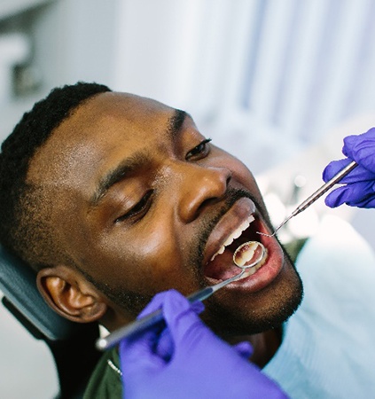 Closeup of man smiling during dental checkup