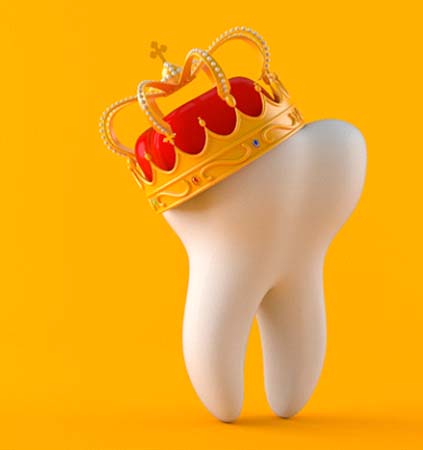 Illustration of teeth wearing crown