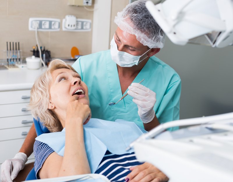 mature woman in dental chair