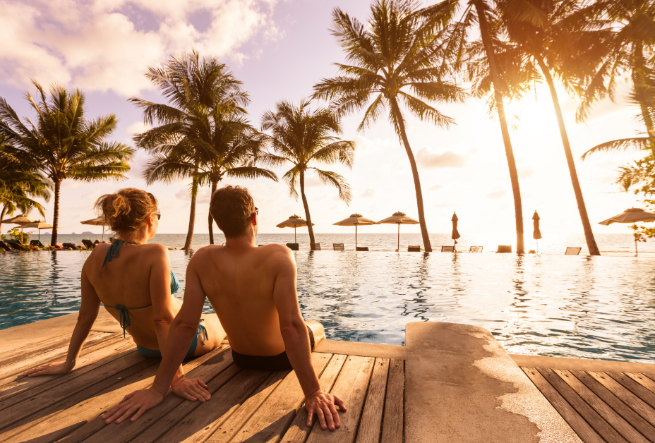 Couple at beachy resort