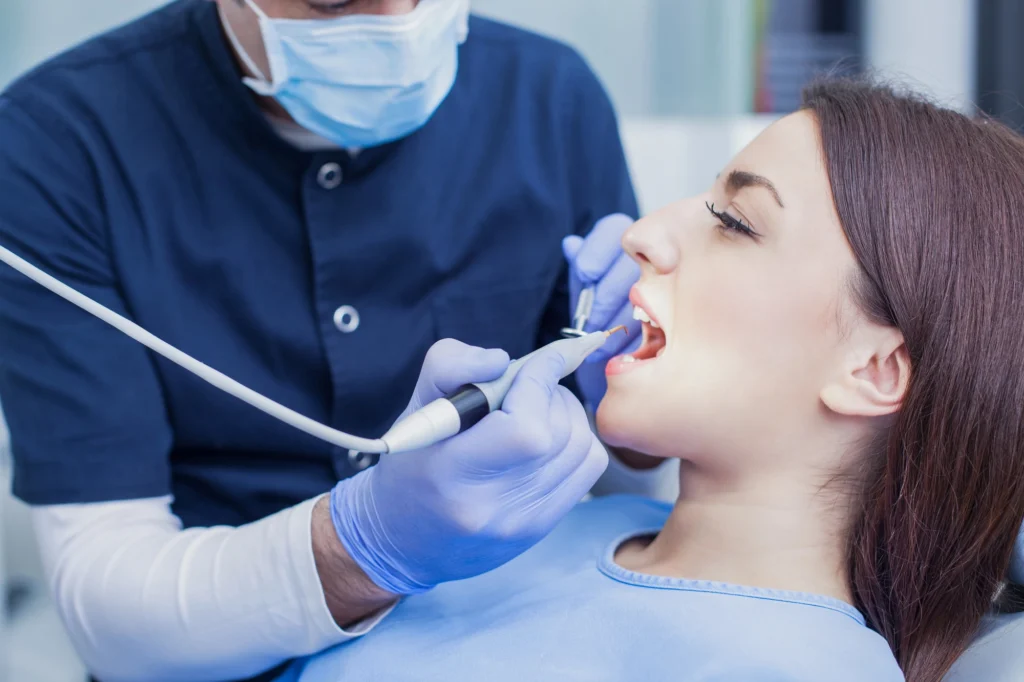 patient getting a Short Pump teeth cleaning